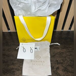 Kendra Scott Lee Silver Drop Earrings in White Kyocera Opal